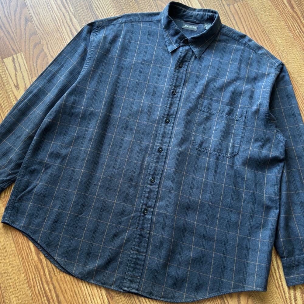 St. John's Bay Button Up Shirt Men's XL Blue Windowpane Plaid Vintage Preppy - Picture 3 of 8